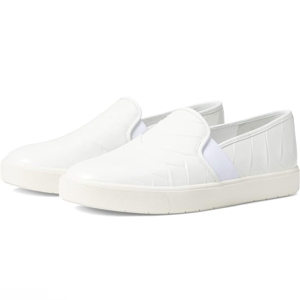 VINCE White Leather Woven Textured Womens Slip On Platform Sneakers size US 11